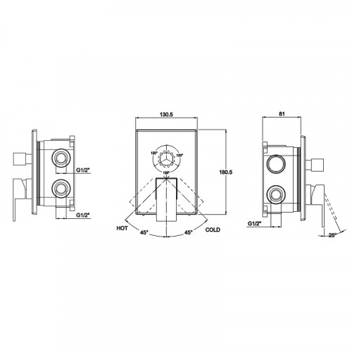 Смеситель для душа Kaiser Sonat 34122 Хром латунь встраиваемый