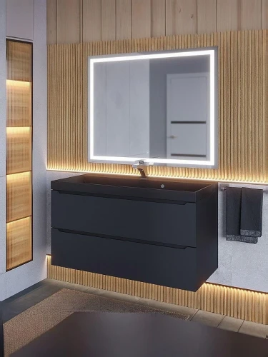 Тумба с раковиной Uperwood Tanos-Classic Quartz 100 3930421701 подвесная цвет Черный матовый