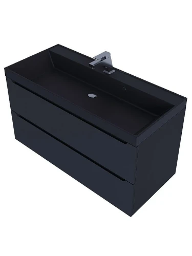 Тумба с раковиной Uperwood Tanos-Classic Quartz 100 3930421701 подвесная цвет Черный матовый