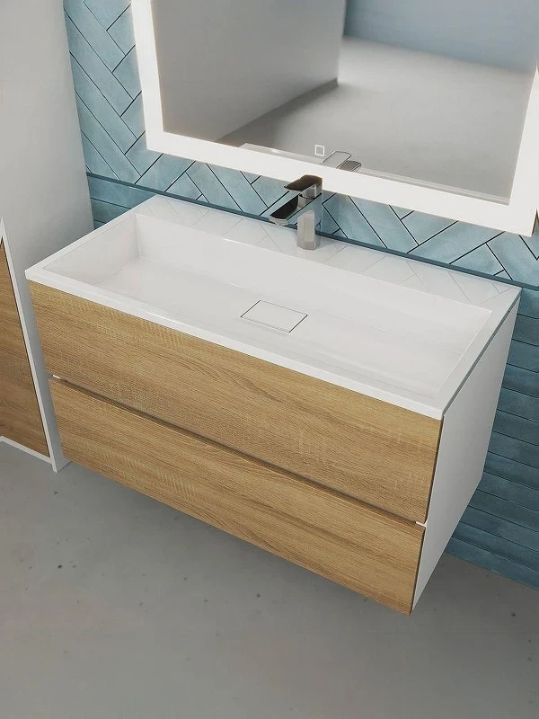 Тумба под раковину Uperwood Barsa 90 2937205251 подвесная цвет Белый матовый Дуб сонома