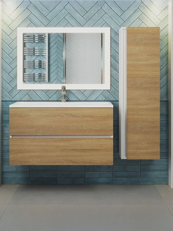 Тумба под раковину Uperwood Barsa 90 2937205251 подвесная цвет Белый матовый Дуб сонома