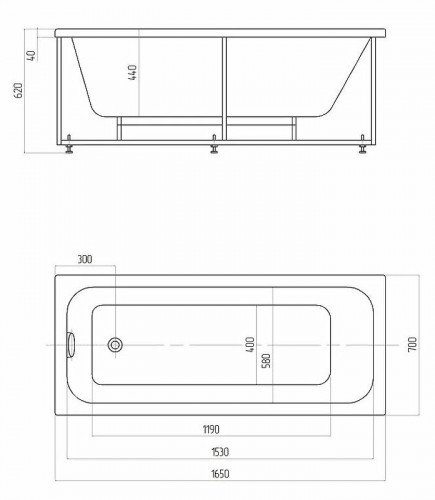 Акриловая ванна Aquatek Eco-friendly Мия 165x70 MIY165-0000001 без панелей, каркаса и слив-перелива