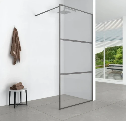 Душевая перегородка Aquanet SW-900GRT 90 352348 профиль Графит стекло прозрачное
