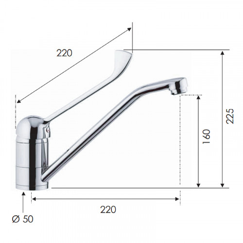 Смеситель для кухни Remer Kiss K44 Хром латунь