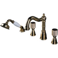Смеситель на борт ванны Boheme Royal Cristal 395-Royal/CRST black Золото латунь