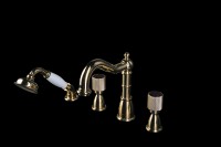 Смеситель на борт ванны Boheme Royal Cristal 395-Royal/CRST black Золото латунь