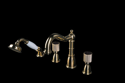 Смеситель на борт ванны Boheme Royal Cristal 395-Royal/CRST black Золото латунь