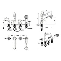 Смеситель на борт ванны Boheme Royal Cristal 395-Royal/CRST black Золото латунь