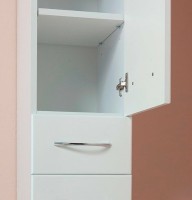 Шкаф пенал Onika Модерн 40.17 R 404010 с бельевой корзиной Белый МДФ / ЛДСП