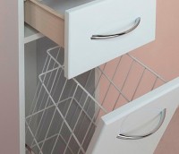 Шкаф пенал Onika Модерн 40.17 R 404010 с бельевой корзиной Белый МДФ / ЛДСП