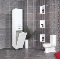 Шкаф пенал Onika Модерн 40.17 R 404010 с бельевой корзиной Белый МДФ / ЛДСП