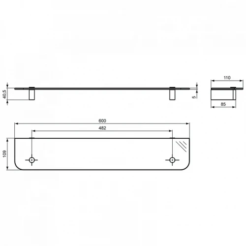 Стеклянная полка Ideal Standard Connect N1394AA Хром