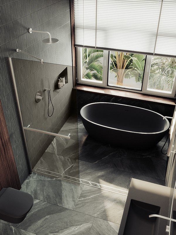 Душевая перегородка Maybah Glass MGD-721-5ш 690x1950 в широком профиле Хром матовый стекло бронзовое