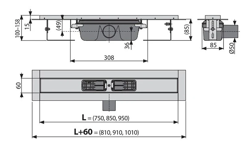 Душевой лоток Alcaplast APZ1S-950 (APZ1-950) без решетки