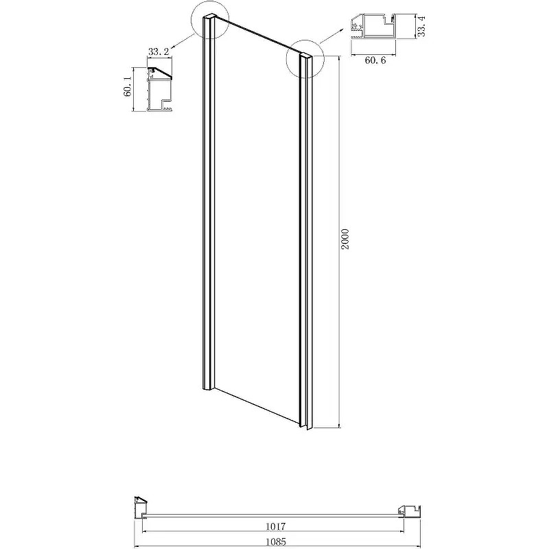 Душевая стенка Ambassador Intense 110 110IBB профиль Черный cтекло тонированное