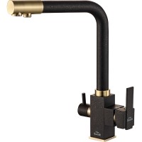 Смеситель для кухни ZorG Steel Hammer SH 805 BLACK BR Черный матовый Бронза латунь на столешницу