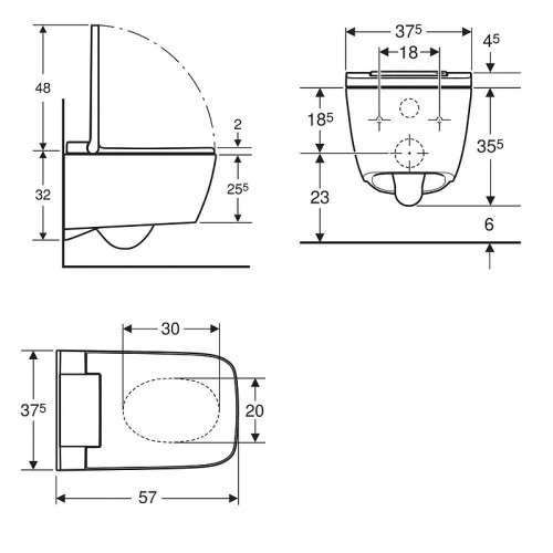 Унитаз биде Geberit AquaClean Sela Square 146.250.21.1 цвет Белый Хром с сиденьем Микролифт