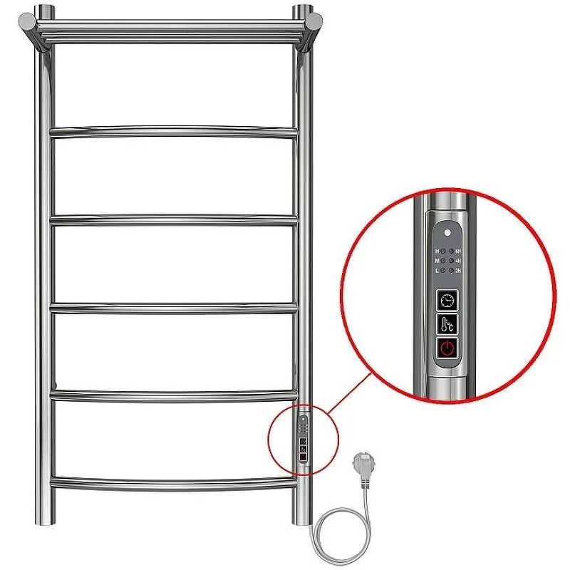 Электрический полотенцесушитель Azario Verona 400x800 П8 AZ04848P с полкой, диммер справа Хром