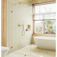 Душевая перегородка Maybah Glass MGD-259-3 790x1950 коннектор стена-стекло Золото стекло прозрачное