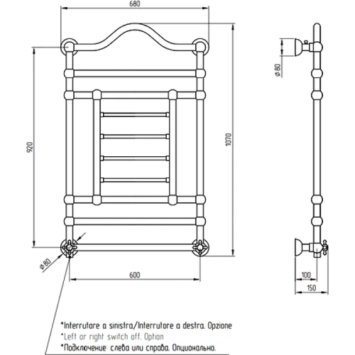 Электрический полотенцесушитель Migliore Edward 107x68 R 22639 Хром латунь