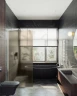 Душевая перегородка Maybah Glass MGD-692-5у 890x1950 в узком профиле Хром матовый стекло бронзовое матовое