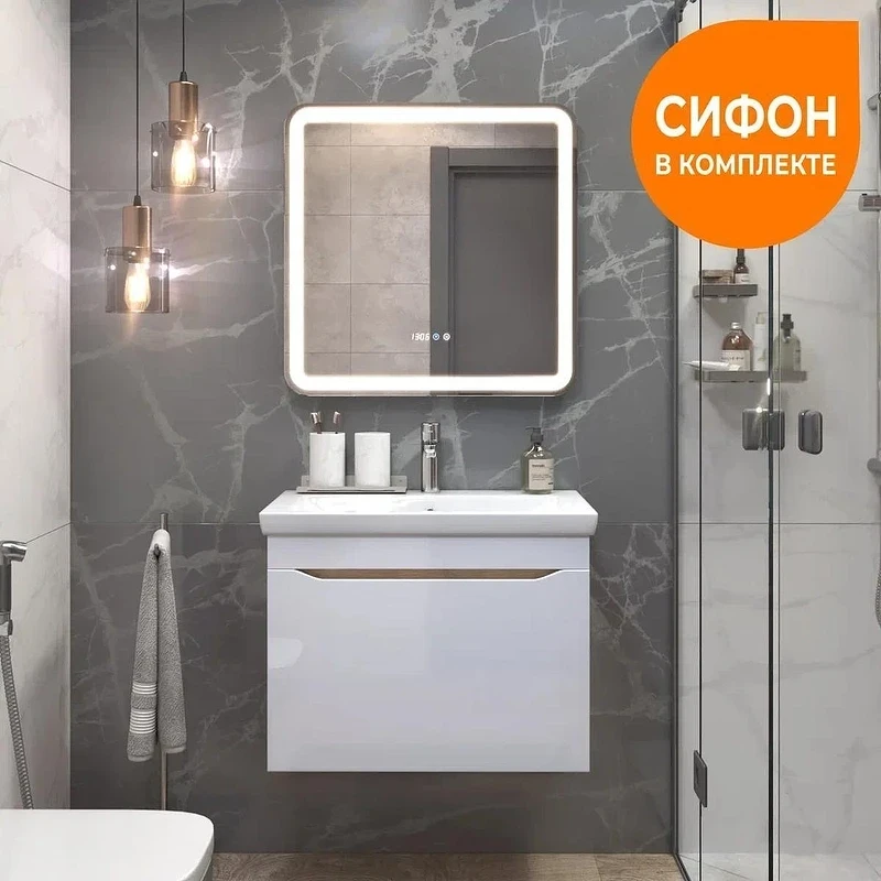 Тумба с раковиной Vigo Grani 70 165 дуб золотой-com подвесная цвет Белый Дуб золотой