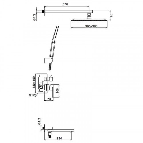 Душевая система Gappo G7199-20 Сатин нержавеющая сталь встраиваемый
