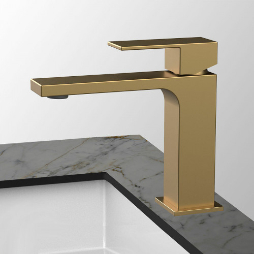 Смеситель для раковины Vincea Cube VBF-1C01BG Брашированное золото латунь