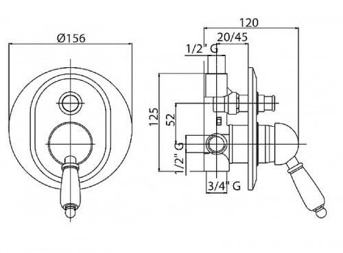 Смеситель для душа Cezares Vintage VINTAGE-VDIM-01-Sw Хром латунь встраиваемый