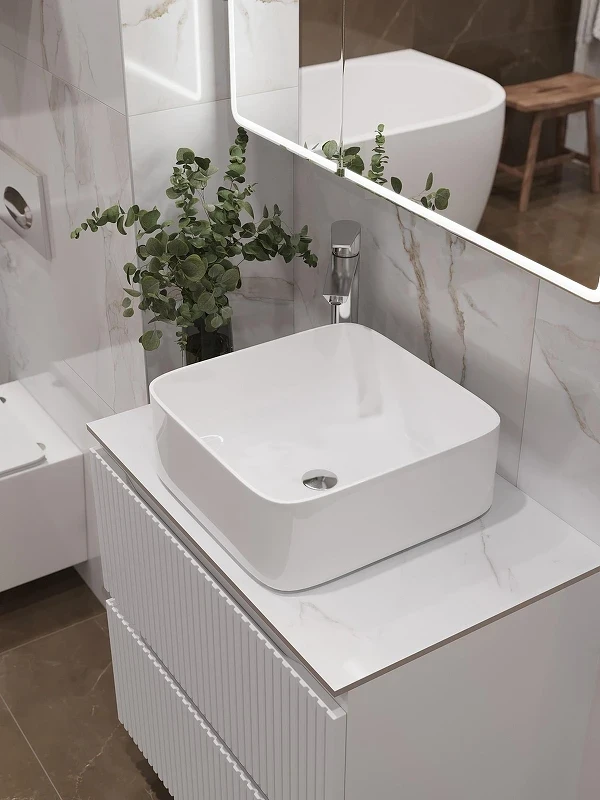 Столешница под раковину Aquanet Flat 70 345763 цвет Мрамор