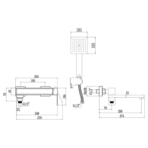 Смеситель для ванны Fmark FS8724-22A цвет Хром