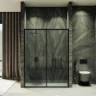 Душевая дверь Maybah Glass MGD-1280-6 1200x1950 раздвижная профиль Черный стекло сатиновое