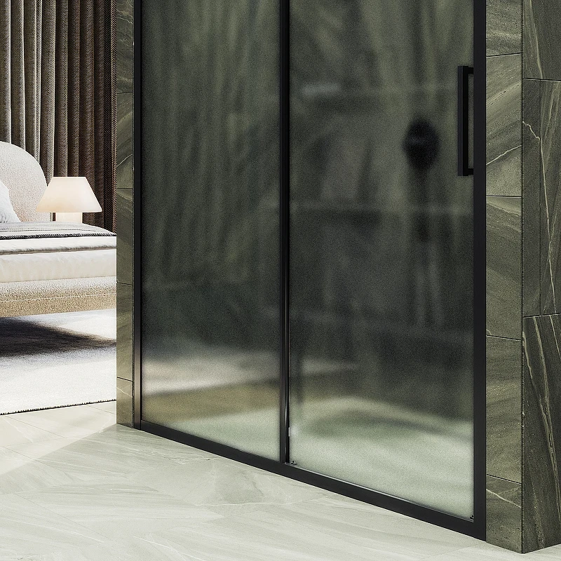 Душевая дверь Maybah Glass MGD-1280-6 1200x1950 раздвижная профиль Черный стекло сатиновое