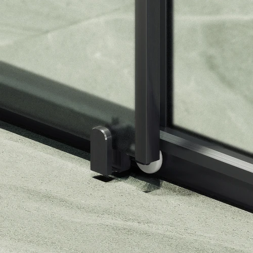 Душевая дверь Maybah Glass MGD-1280-6 1200x1950 раздвижная профиль Черный стекло сатиновое