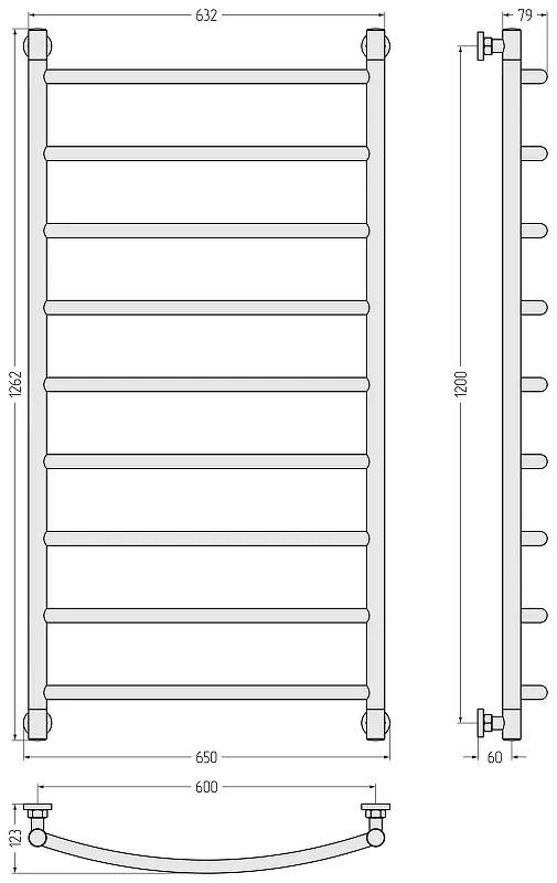Водяной полотенцесушитель Сунержа Галант+ 1200x600 03-0200-1260 цвет Золото