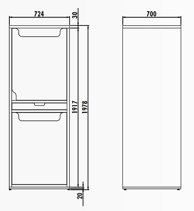 Шкаф пенал Creavit 72 CM2070.01.BB над стиральной машиной цвет Белый