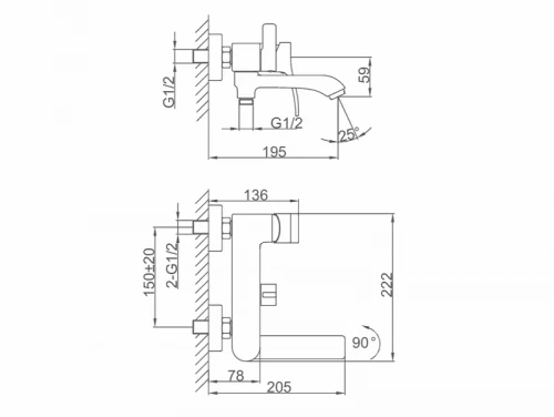Смеситель для ванны Frap F3275 цвет Хром