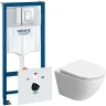 Комплект унитаза BelBagno Uno-Tor BB5177CH-TOR/SC с инсталляцией Grohe Rapid SL 38775001 с сиденьем Микролифт и клавишей смыва Хром фаянс подвесной
