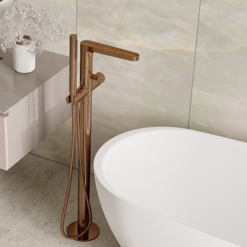 Смеситель для ванны WasserKRAFT Paar 8821 Розовое золото латунь на пол