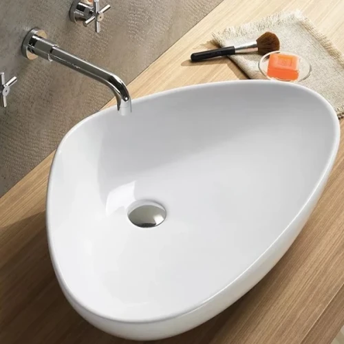 Раковина-чаша CeramaLux 59 7472B Белая фаянс накладная