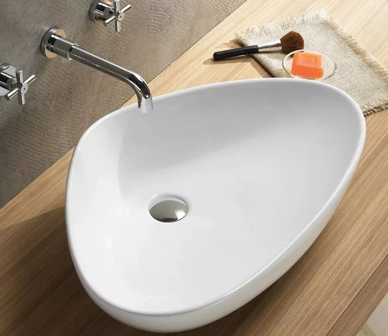 Раковина-чаша CeramaLux 59 7472B Белая фаянс накладная