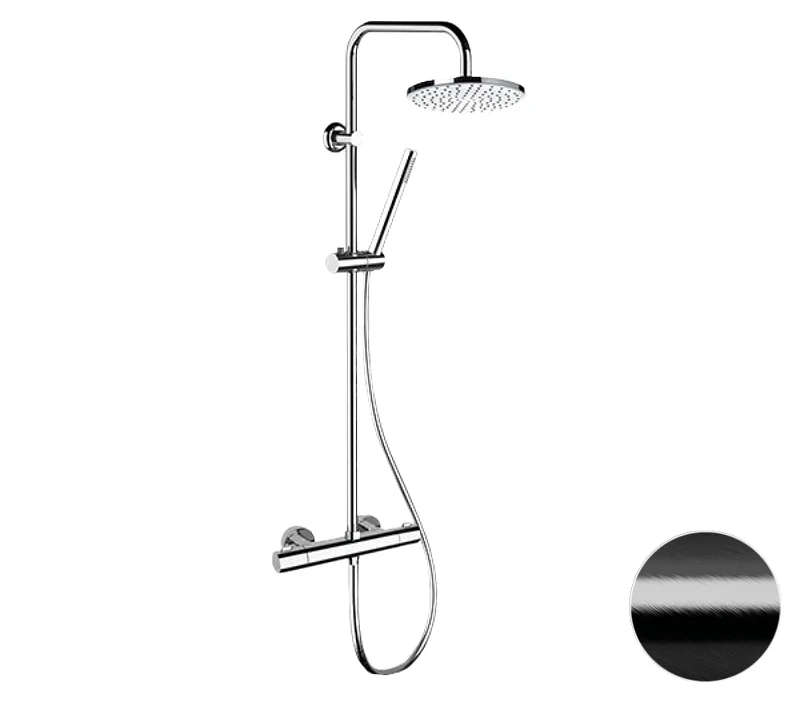 Душевая система Remer Elegance EQ32X7MMM30CFP с термостатом цвет Черный брашированный хром