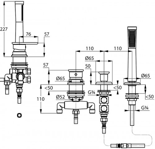Смеситель для ванны Kludi E2 494260575 Хром латунь