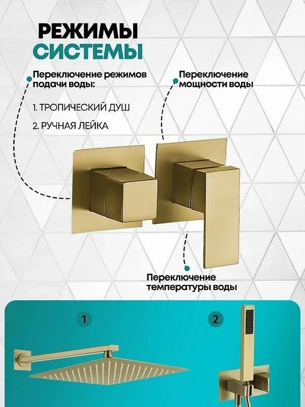 Душевая система Grocenberg GB5080MG Золото матовое