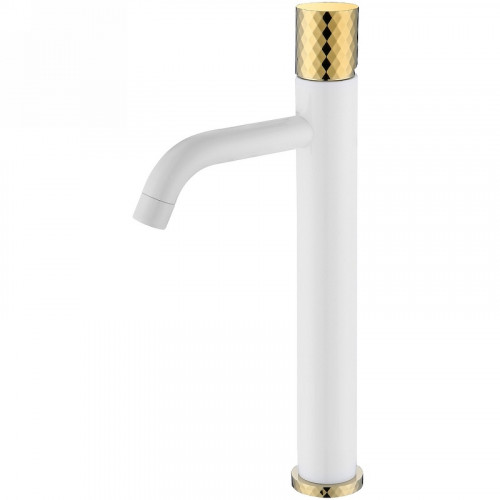 Смеситель для раковины Boheme Stick 122-WG Белый Золото латунь