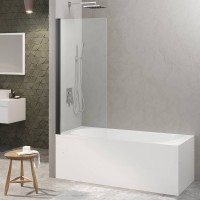 Шторка на ванну Berges River S Black 80х145 065011 профиль Черный матовый стекло прозрачное