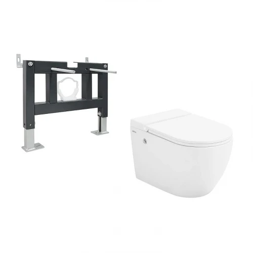 Комплект унитаза с инсталляцией Abber Bequem AC1108P-AC0101P цвет Белый с сиденьем Микролифт