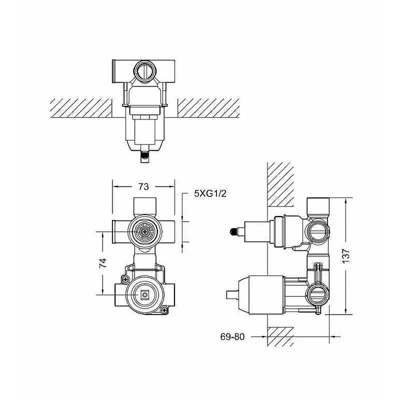 Скрытая часть для смесителя Bravat Built-in D982CP-B-RUS G 1/2