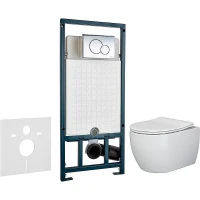 Унитаз с инсталляцией Ceramicanova Play CN3001 + WeltWasser WW Marberg 507 10000005949+10000005952 с сиденьем Микролифт с клавишей смыва Хром глянцевый