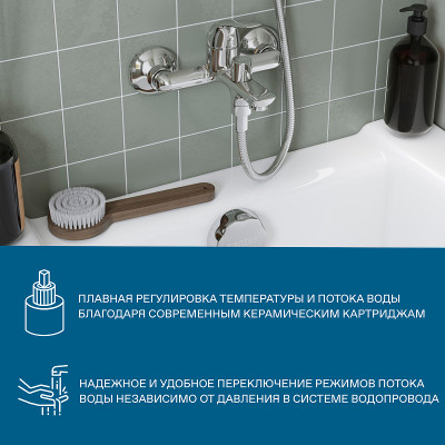 Смеситель для ванны Santek Нико WH5A10005C001 Хром латунь на стену
